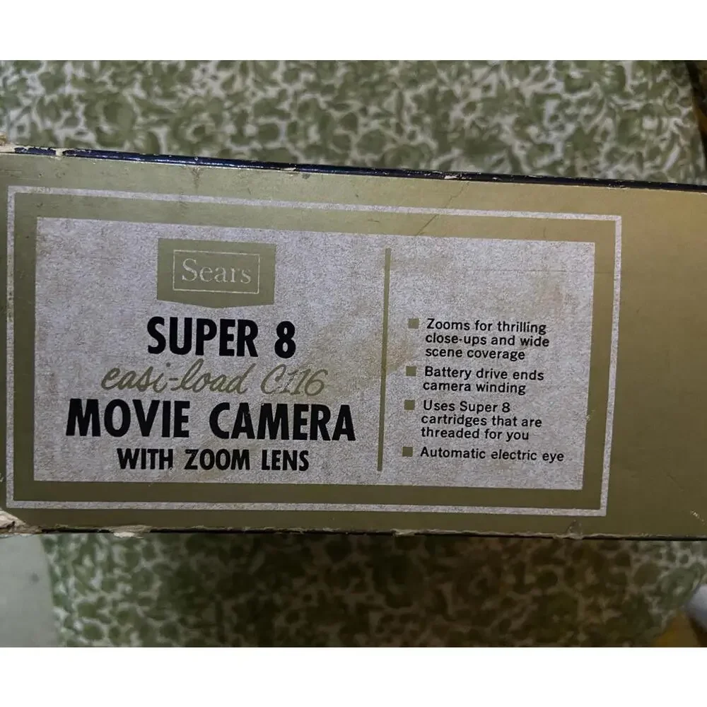 VINTAGE SEARS C 116 SUPER 8mm HOME MOVIE CAMERA EASI-LOAD FILM CAMERA & BOX